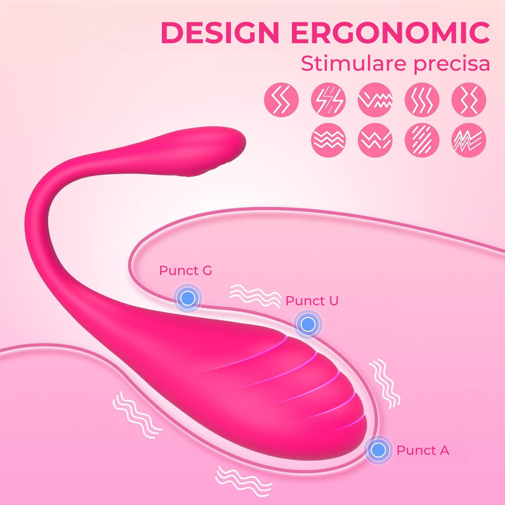 Vibrator LovePlay™ Delfin, cu 9 moduri diferite, cu functie de personalizare vibratii, reincarcabil si rezistent la apa, conexiune Bluetooth, control prin aplicatie, din silicon, roz - LovePlay
