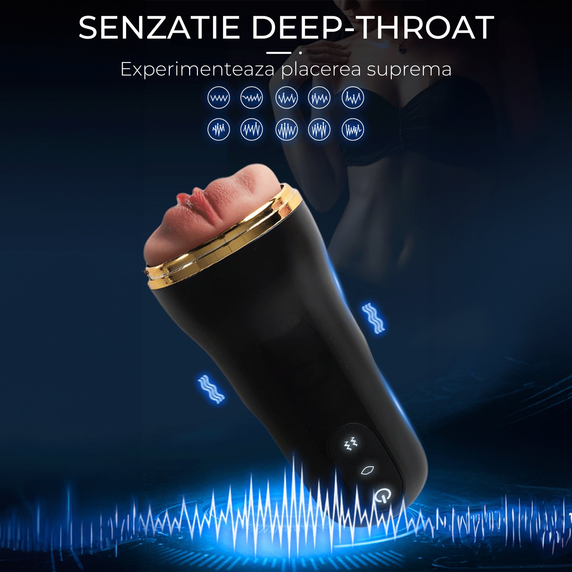 Masturbator Fleshlight LovePlay™ LikeHer, 10 moduri diferite, senzatie Deep Throat, cu vibratii si functie de orgasm, efect ultra-realist, rezistent la apa - LovePlay