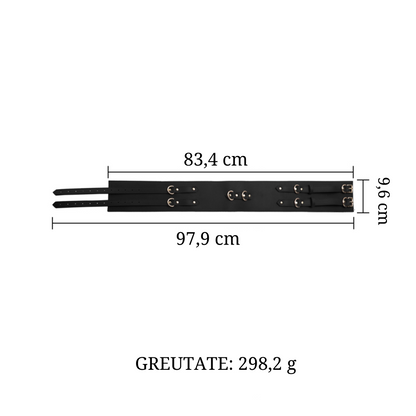 Set Complet de Accesorii BDSM, format din masca, lesa, zgarda din piele ecologica, catuse de maini si picioare, din piele ecologica, culoare negru - LovePlay