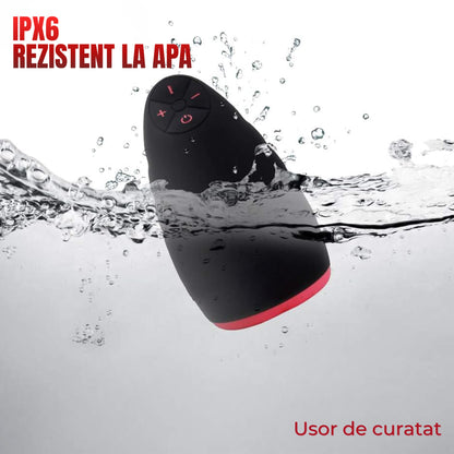 Masturbator LovePlay™ HerTongue, 6 moduri de vibratie puternice, cu efect de deep-throat, functie de incalzire, rezistent la apa, incarcare USB, din silicon premium si sigur, carcasa durabila, design discret, negru, silentios, 230g - LovePlay
