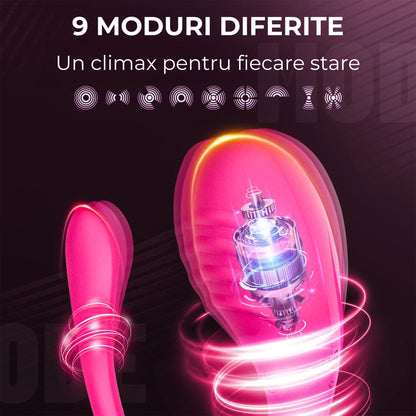 Vibrator LovePlay™ Delfin, cu 9 moduri diferite, cu functie de personalizare vibratii, reincarcabil si rezistent la apa, conexiune Bluetooth, control prin aplicatie, din silicon, roz - LovePlay