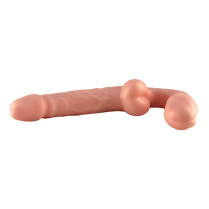Dildo LovePlay™️ cu doua capete, cu stimulare vaginala si anala, design curbat pentru stimularea punctului G, flexibil, dildo dublu usor de curatat si rezistent la apa, diametru 3.6 cm, lungime totala 23.5 cm, capatul mic 4.2 cm, din silicon premium - LovePlay