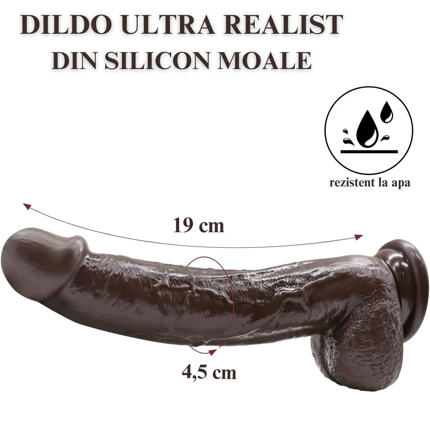 Dildo Ultra-Realistic Loveplay ClassicHim, lungime inserabila 19 cm, cu vene proeminente din silicon de inalta calitate, cu ventuza pentru fixare usoara, rezistent la apa, negru - LovePlay