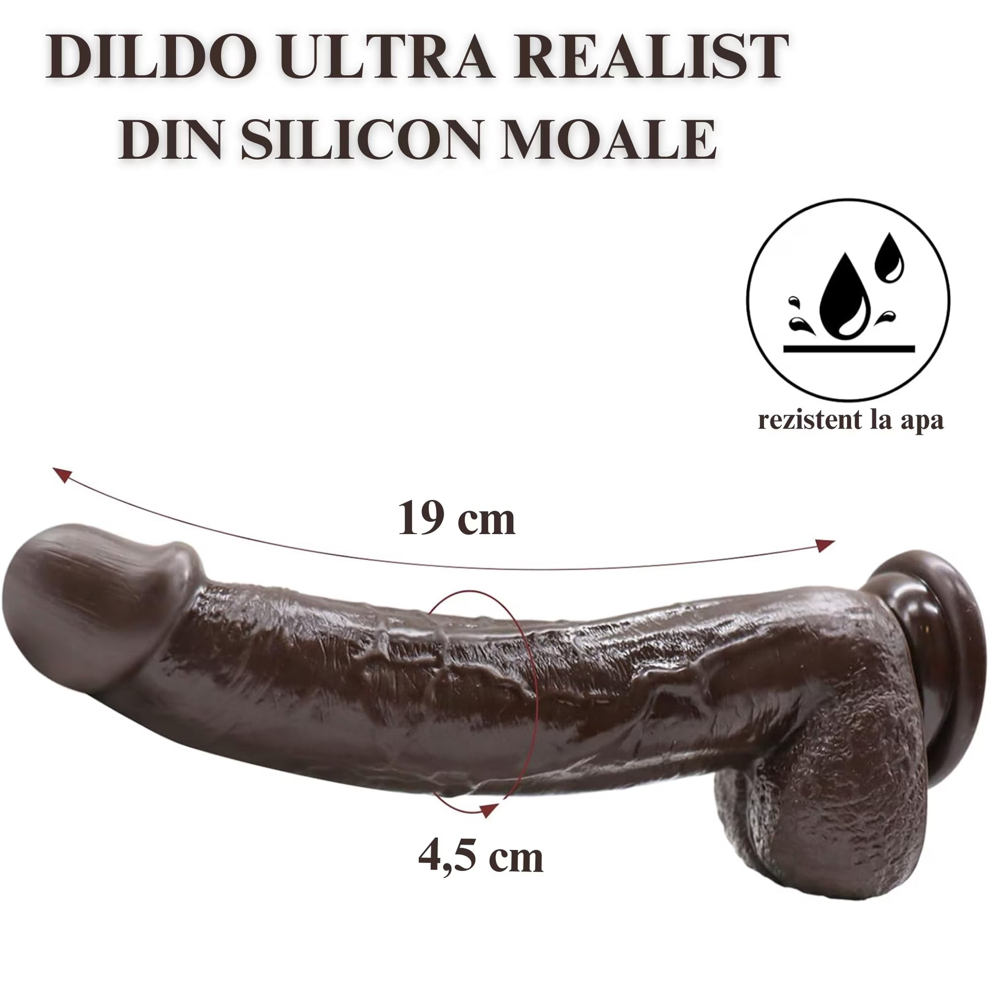 Dildo Ultra-Realistic Loveplay ClassicHim, lungime inserabila 19 cm, cu vene proeminente din silicon de inalta calitate, cu ventuza pentru fixare usoara, rezistent la apa, negru - LovePlay