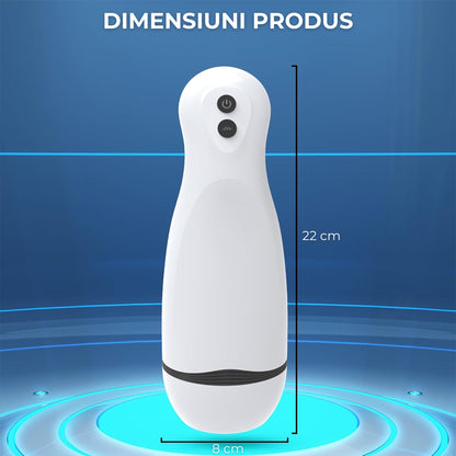 Masturbator LovePlay™ ModernHer, 10 moduri diferite de vibratie puternice, 3 tipuri de suctie, efect de masaj, cu sunete de placere, din silicon premium si sigur, moale, rezistent la apa, incarcare USB, design discret, lungime inserabila 15 cm - LovePlay