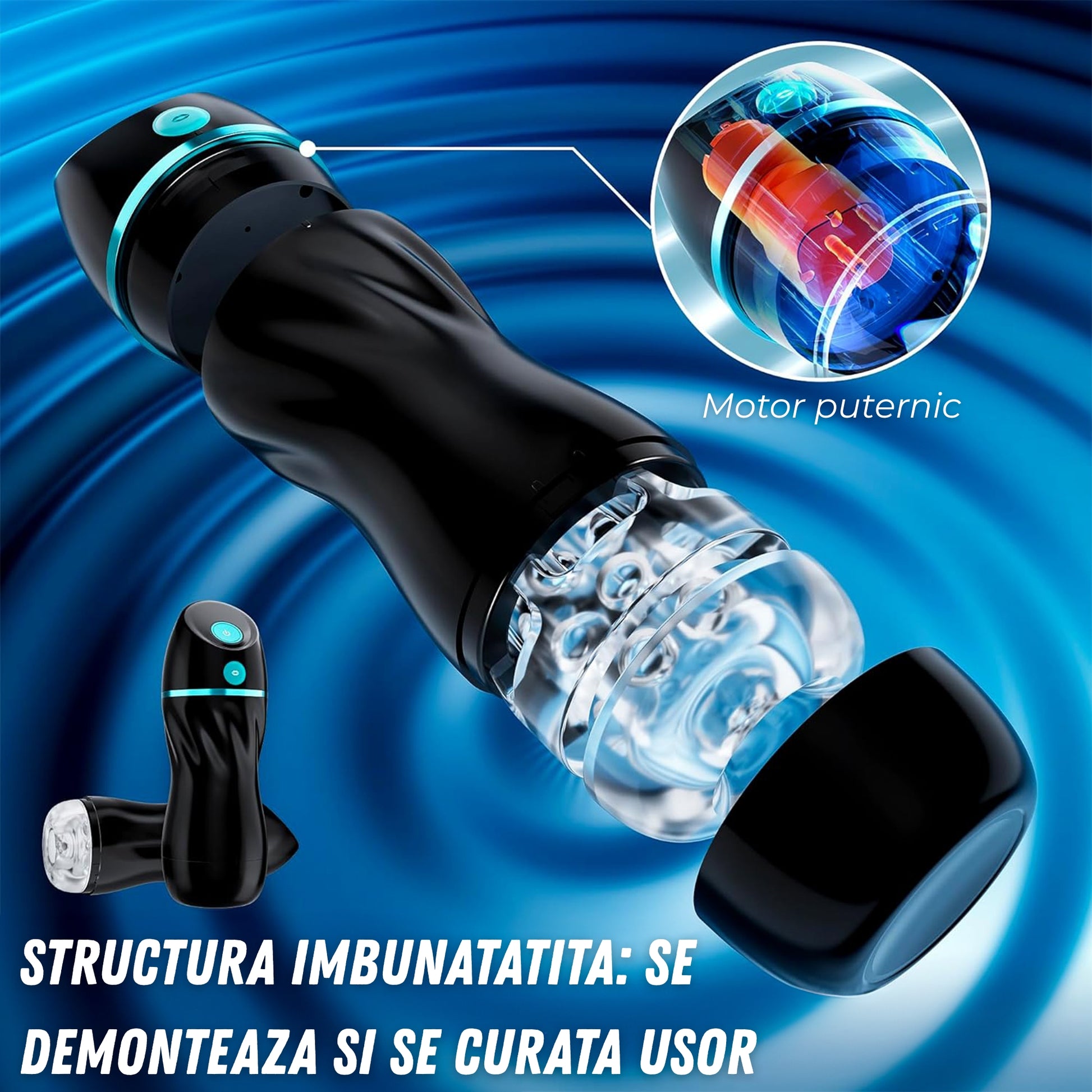 Masturbator automat LovePlay™ SuckMistress, cu 3 niveluri de suctiune, 7 moduri de vibratie, canal 3D realist, control prin aplicatie, maini libere, reincarcabil USB-C, pentru barbati - LovePlay