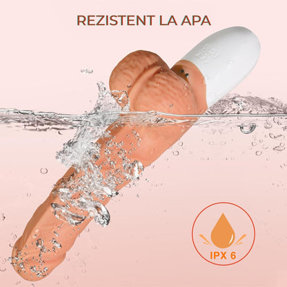 Masina de sex LovePlay™ PoundMe, cu dildo realist, automata cu 10 moduri de vibratie si penetrare, design curbat 23°, control prin telecomanda, ventuza puternica, silicon moale, reincarcabila USB, rezistent la apa - LovePlay