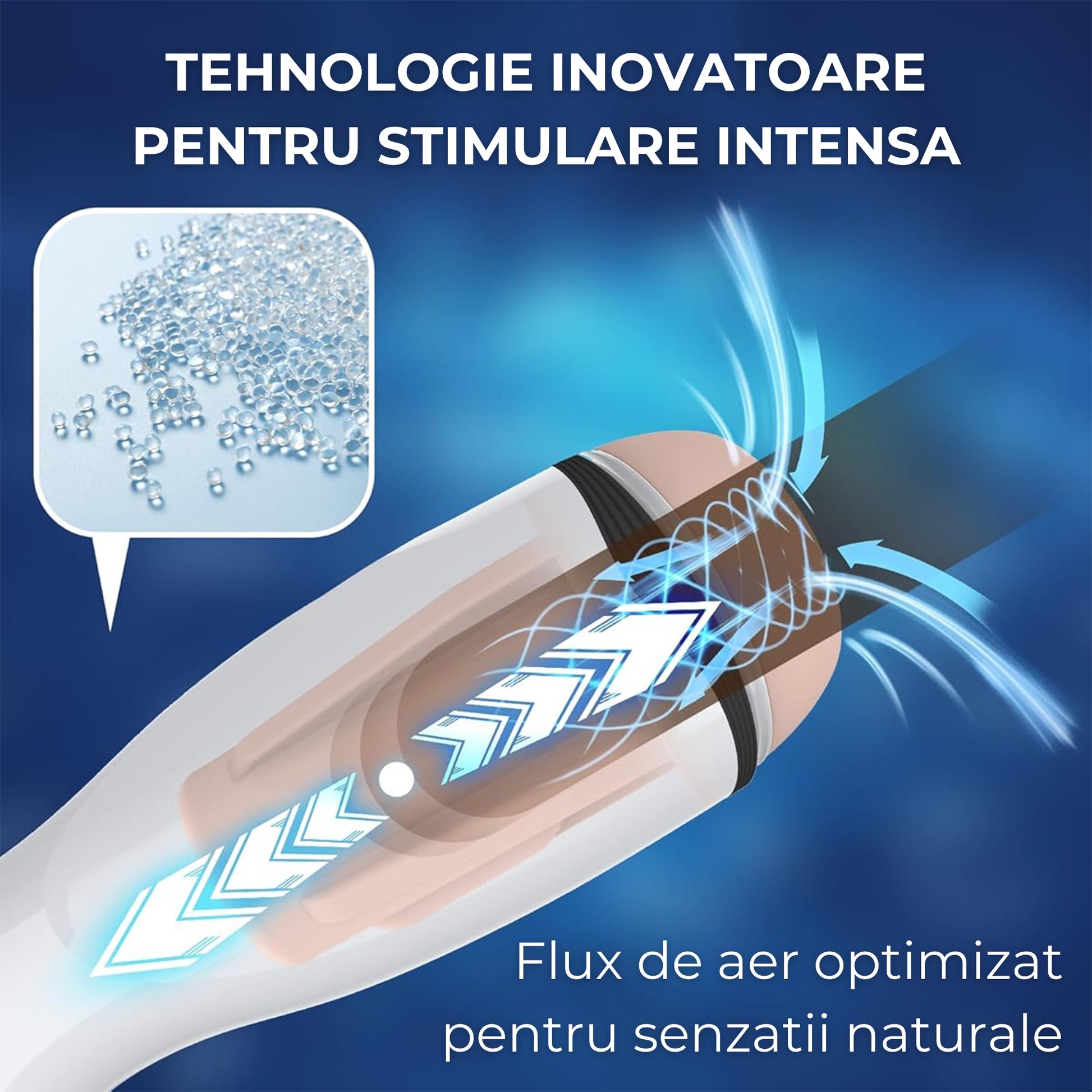 Masturbator LovePlay™ ModernHer, 10 moduri diferite de vibratie puternice, 3 tipuri de suctie, efect de masaj, cu sunete de placere, din silicon premium si sigur, moale, rezistent la apa, incarcare USB, design discret, lungime inserabila 15 cm - LovePlay