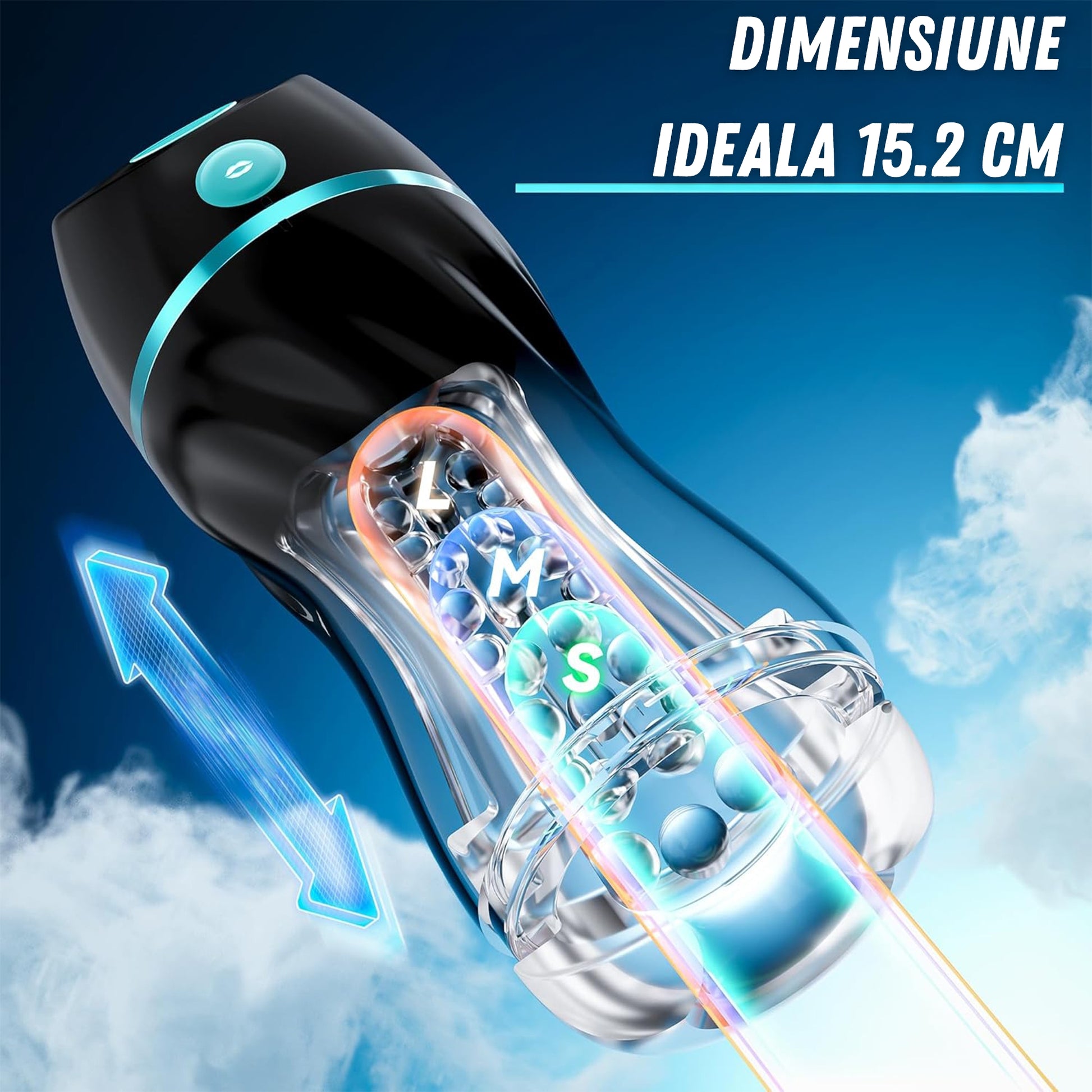 Masturbator automat LovePlay™ SuckMistress, cu 3 niveluri de suctiune, 7 moduri de vibratie, canal 3D realist, control prin aplicatie, maini libere, reincarcabil USB-C, pentru barbati - LovePlay
