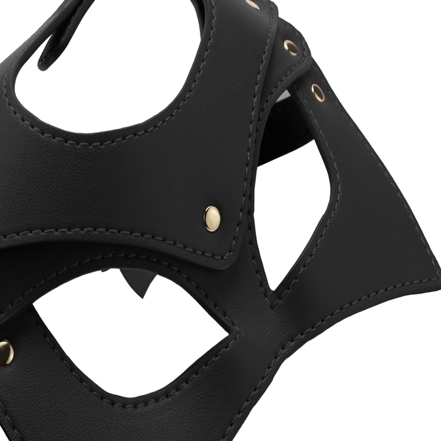 Set Complet de Accesorii BDSM, format din masca, lesa, zgarda din piele ecologica, catuse de maini si picioare, din piele ecologica, culoare negru - LovePlay