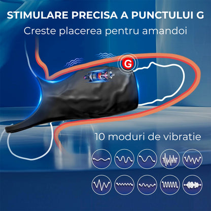 Manson LovePlay™ EnduroX, cu 10 moduri de vibratie, inel pentru erectie, stimulare G-spot, intarziere ejaculare, silicon premium, rezistent la apa, negru, 72g, 12.8 x 8 x 5.1 cm - LovePlay