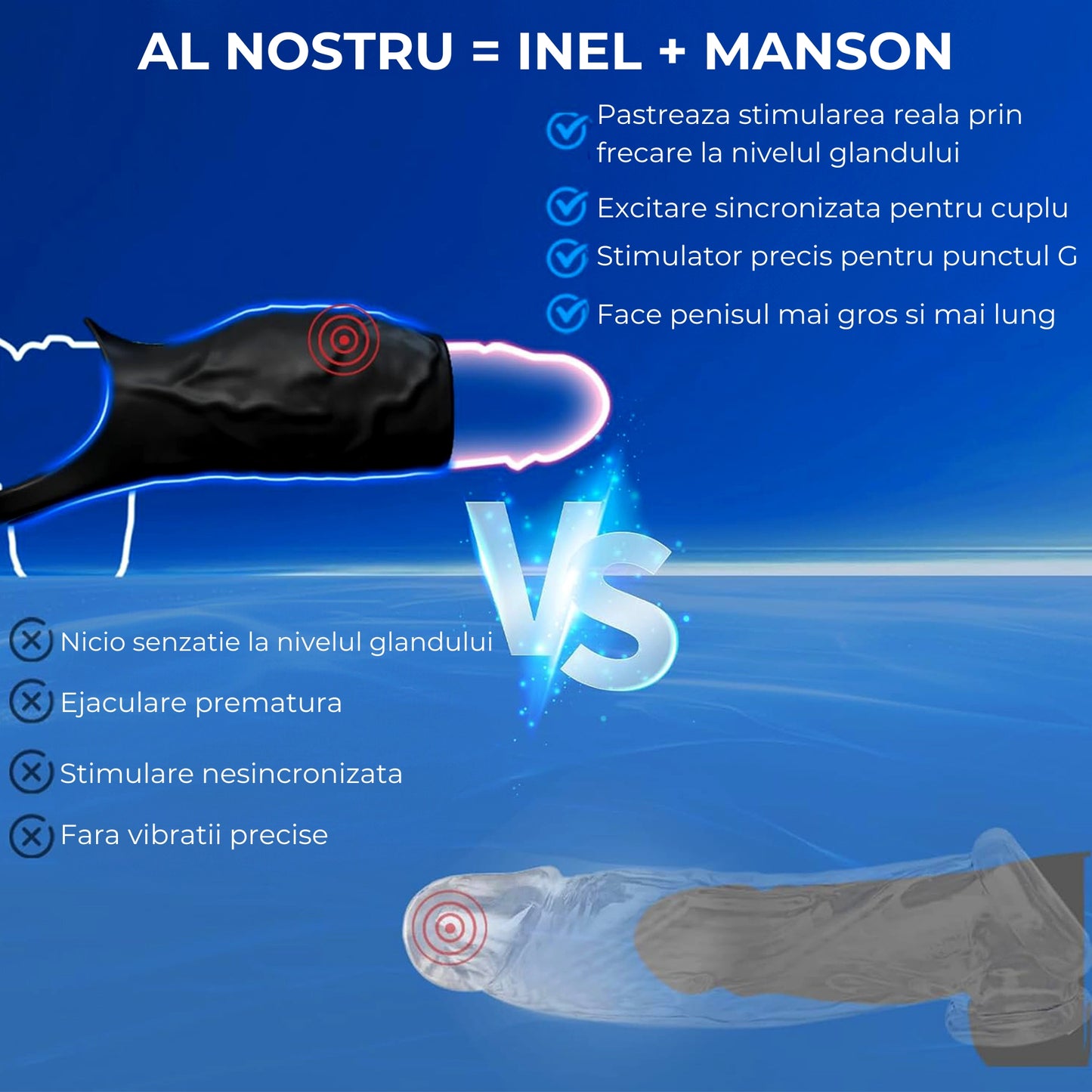 Manson LovePlay™ EnduroX, cu 10 moduri de vibratie, inel pentru erectie, stimulare G-spot, intarziere ejaculare, silicon premium, rezistent la apa, negru, 72g, 12.8 x 8 x 5.1 cm - LovePlay