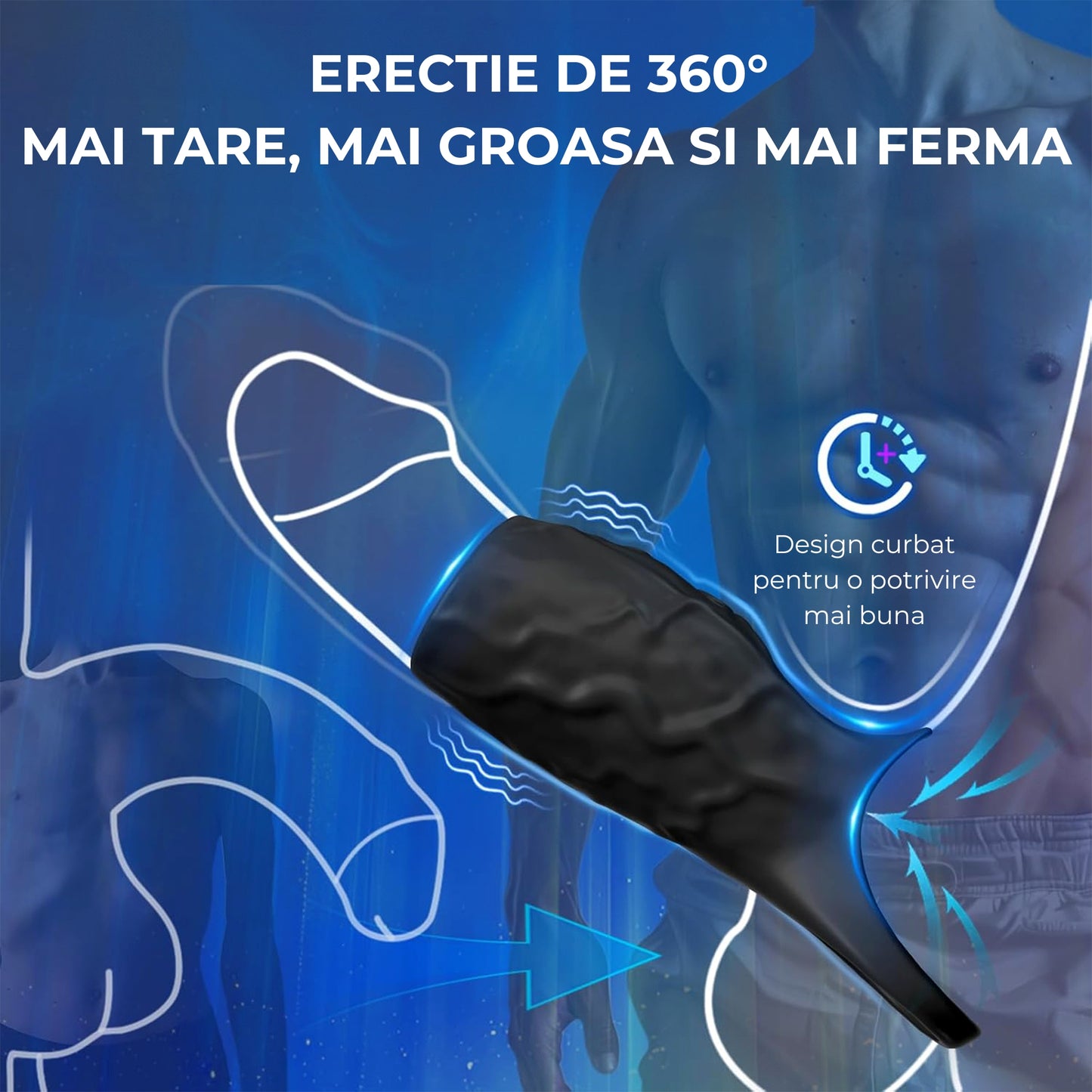 Manson LovePlay™ EnduroX, cu 10 moduri de vibratie, inel pentru erectie, stimulare G-spot, intarziere ejaculare, silicon premium, rezistent la apa, negru, 72g, 12.8 x 8 x 5.1 cm - LovePlay