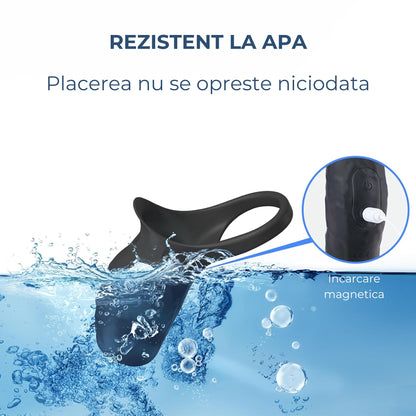 Manson LovePlay™ EnduroX, cu 10 moduri de vibratie, inel pentru erectie, stimulare G-spot, intarziere ejaculare, silicon premium, rezistent la apa, negru, 72g, 12.8 x 8 x 5.1 cm - LovePlay