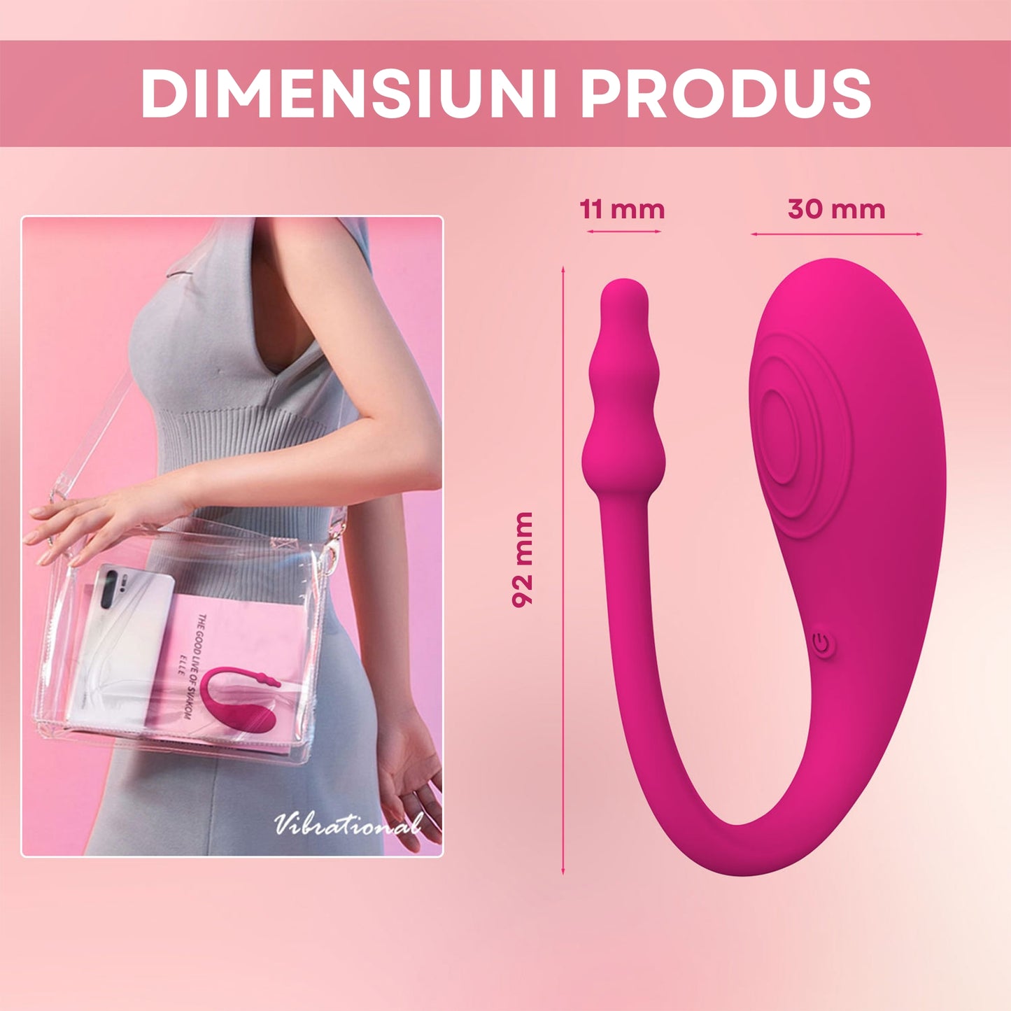 Vibrator LovePlay™ EggDelfin cu 9 tipuri de vibrare diferite, control de la distanta prin aplicatie, incarcare USB, rezistent la apa, stimulare vaginala si clitoridiana, design discret, ultra-silentios, din silicon, 3x9x1 cm - LovePlay