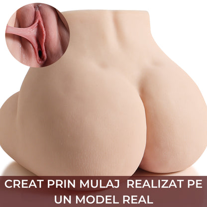 Masturbator doua canale LovePlay™ MissHer, ultra-realist, anal si vaginal, cu striatii 3D, din silicon premium non-toxic, design coapse anatomic, usor de curatat, rezistent la apa, 2.8 kg - LovePlay