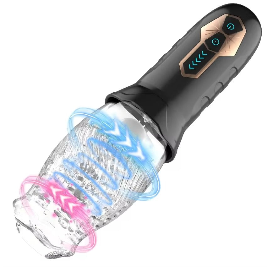Masturbator Obsessia® RotateX, 10 moduri de vibratii si 5 nivele de rotatie, efect ultra-realist, senzatie intensa cu functie de orgasm, rezistent la apa