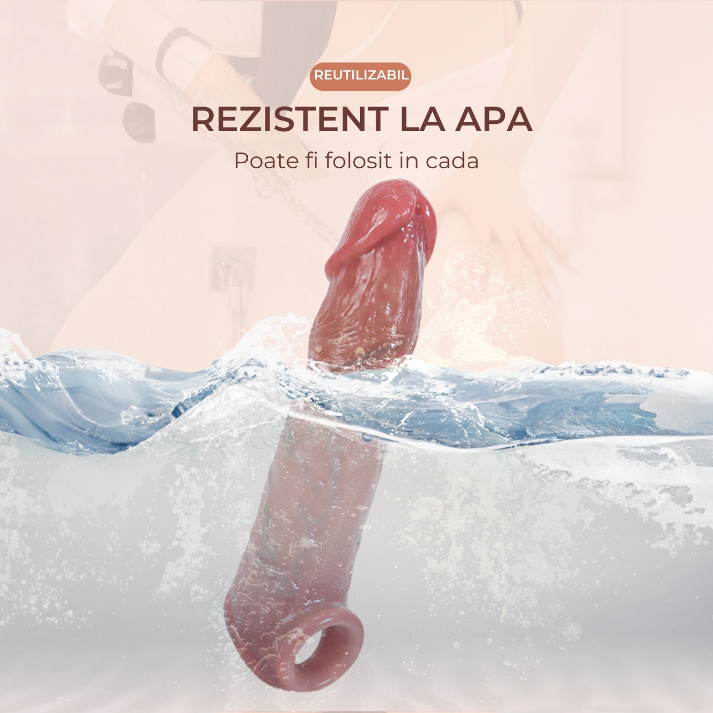 Manson penis fara testicule LovePlay™ LongFriend, realist cu vene proeminente, lungime inserabila 18 cm, silicon non-toxic, rezistent la apa, diametru interior 4.5 cm, atasabil - LovePlay