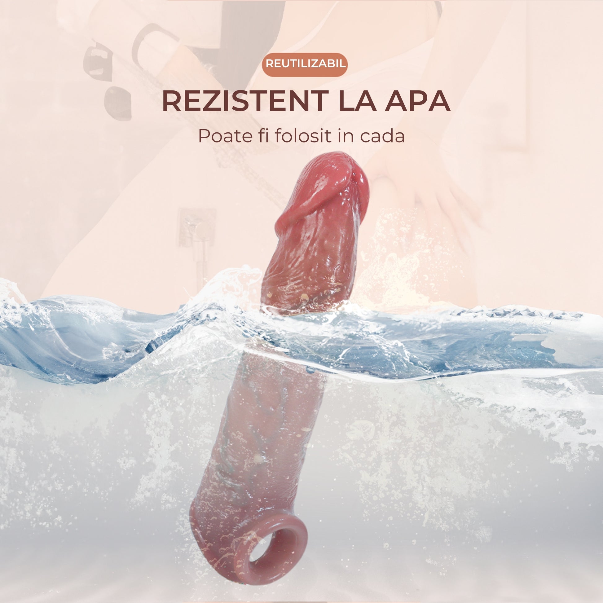 Manson penis fara testicule LovePlay™ LongFriend, realist cu vene proeminente, lungime inserabila 18 cm, silicon non-toxic, rezistent la apa, diametru interior 4.5 cm, atasabil - LovePlay