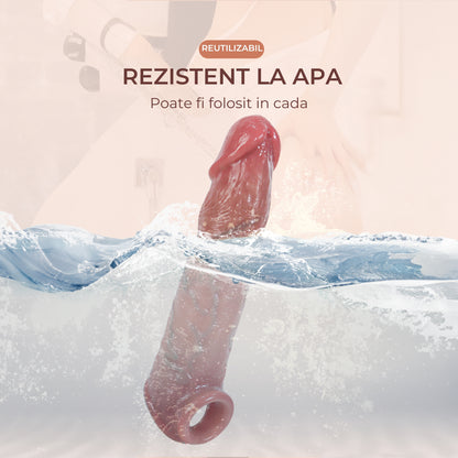 Manson penis fara testicule LovePlay™ LongFriend, realist cu vene proeminente, lungime inserabila 18 cm, silicon non-toxic, rezistent la apa, diametru interior 4.5 cm, atasabil - LovePlay