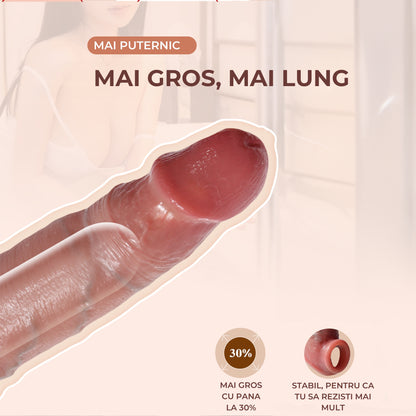 Manson penis fara testicule LovePlay™ LongFriend, realist cu vene proeminente, lungime inserabila 18 cm, silicon non-toxic, rezistent la apa, diametru interior 4.5 cm, atasabil - LovePlay
