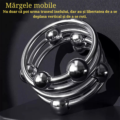 Inel multi-perlat LovePlay™ MyPrecious, Intensificator Erectie & Stimulator Tactil pentru Partenera din otel inoxidabil, design simplu, argintiu, diametru 40 mm - LovePlay
