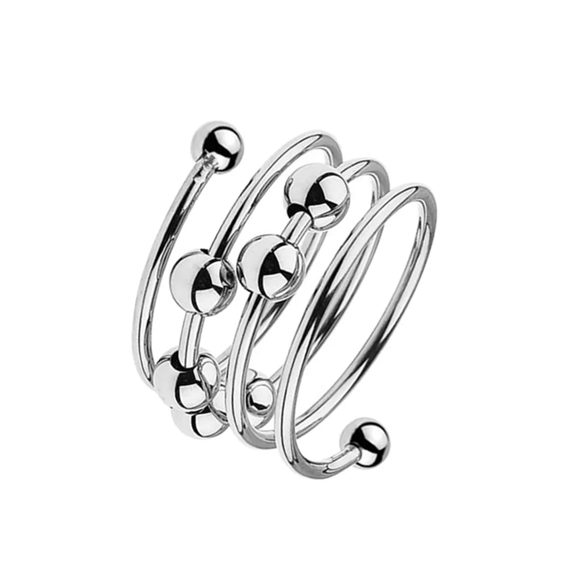 Inel multi-perlat LovePlay™ MyPrecious, Intensificator Erectie & Stimulator Tactil pentru Partenera din otel inoxidabil, design simplu, argintiu, diametru 40 mm - LovePlay
