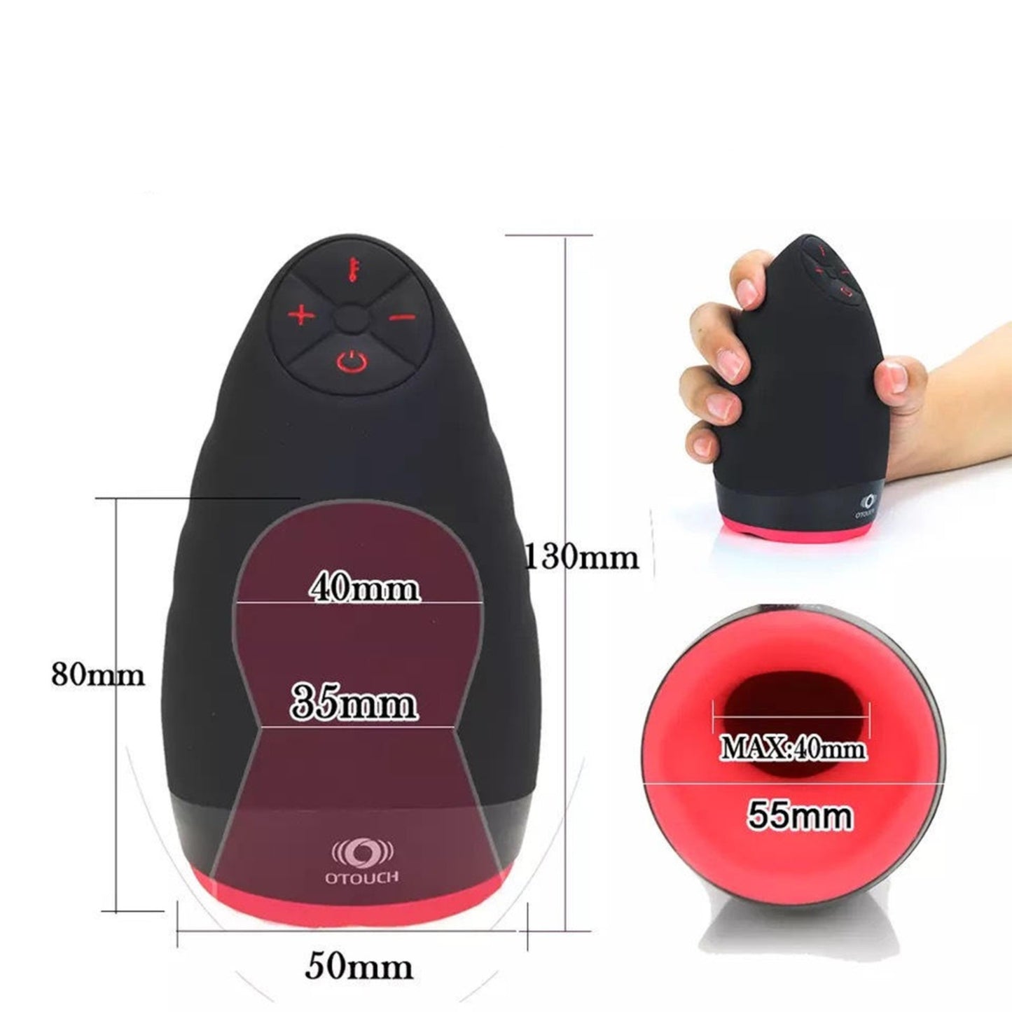 Masturbator LovePlay™ HerTongue, 6 moduri de vibratie puternice, cu efect de deep-throat, functie de incalzire, rezistent la apa, incarcare USB, din silicon premium si sigur, carcasa durabila, design discret, negru, silentios, 230g - LovePlay