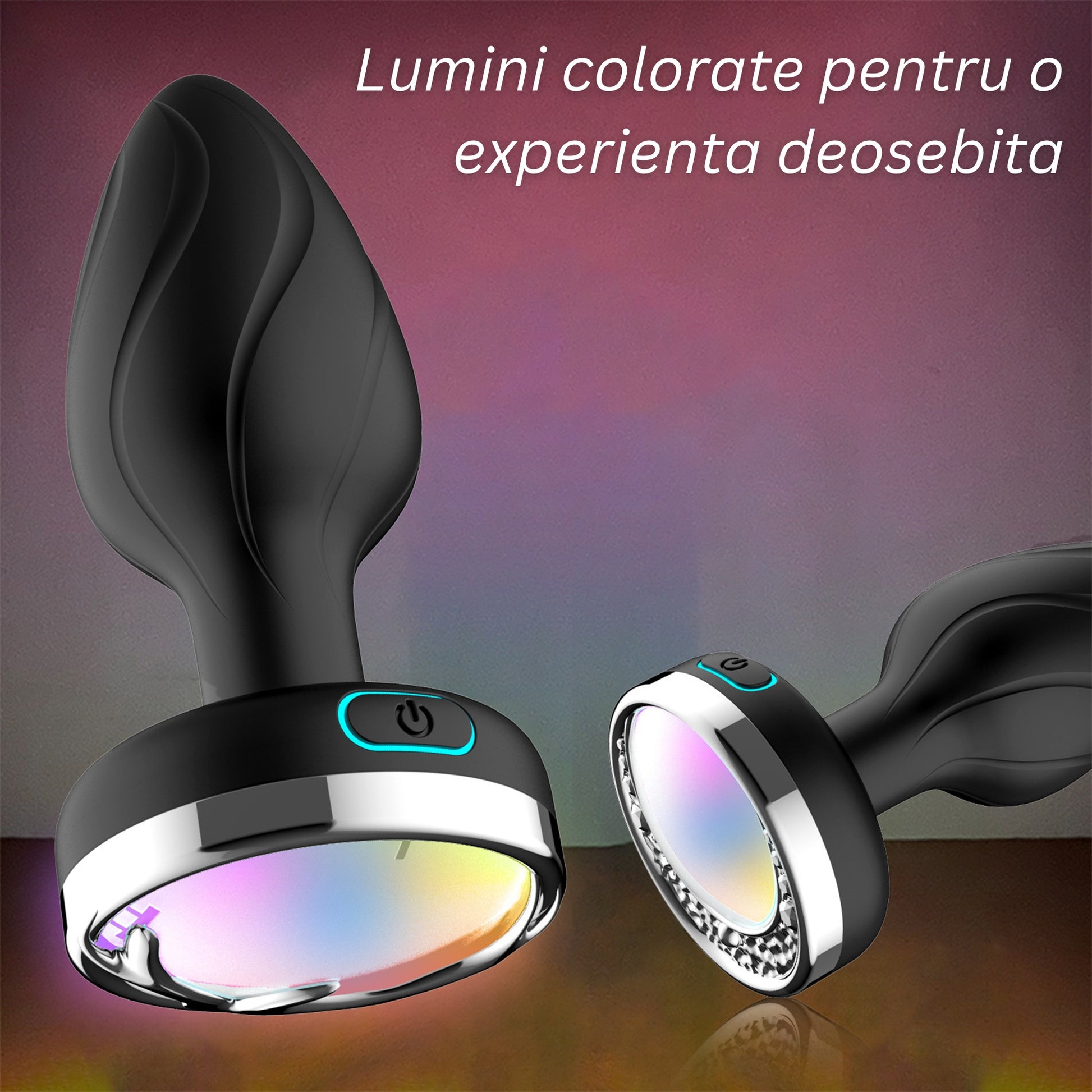 Dop anal LovePlay Galaxy, cu 7 frecvente diferite de vibratie, din silicon, rezistent la apa, reincarcabil USB, cu lumini colorate, negru, diametru 34 mm, lungime 94 mm - LovePlay